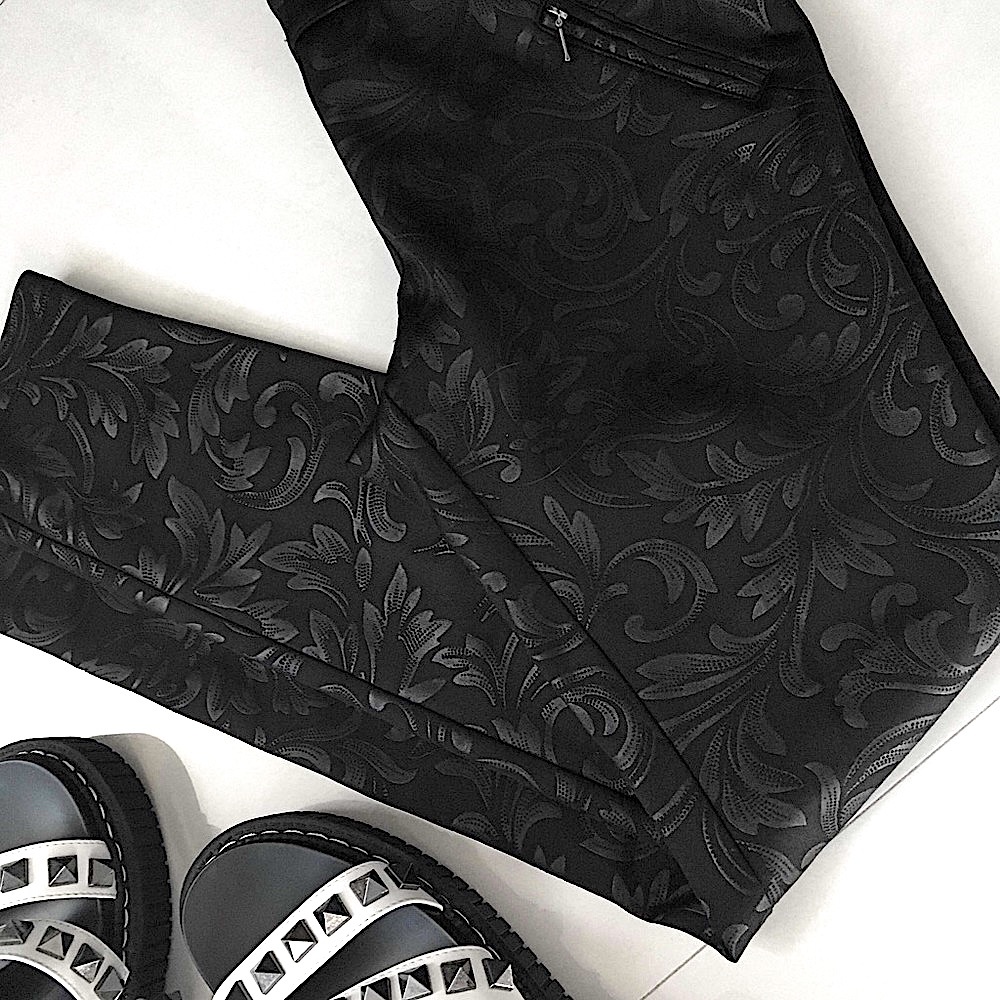 Black embossed dress pants